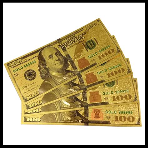 24k Gold Foil Banknote Dollar Bills Gold Plated USD 100 Dollars Metal Souvenir Currency ...