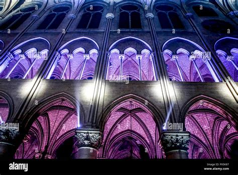 Sound and light show at Notre Dame cathedral, Paris, France Stock Photo ...