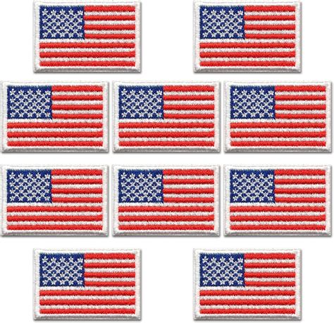 Small American Flag Patches 10-pack Patriotic Embroidered Iron-on US ...