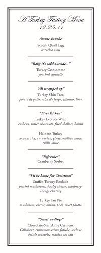 Bon Eats: Seven-Course Turkey Tasting Menu, Part I