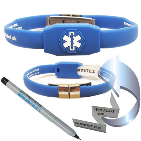 Waterproof Messenger Series Medical Alert ID Bracelet - Blue 702685728599 - aegf.in