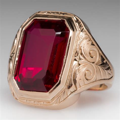 Vintage Created Ruby Bold Mens Ring | Mens ruby ring, Rings for men, Mens gold rings