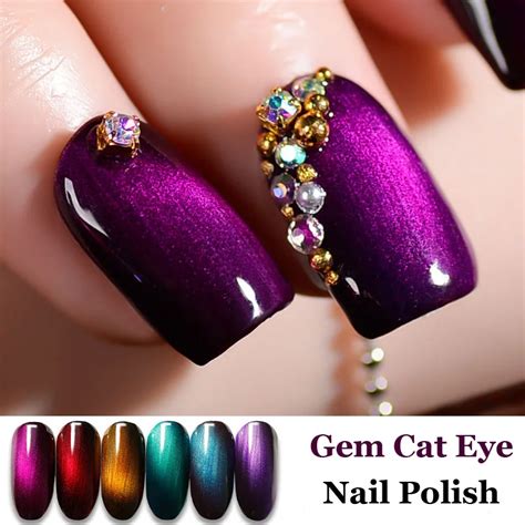 7colors/set 12ml Gem Cat Eye Gel 3D Magnetic UV Gel Nail Polish 6 Colors Need Use With 07# Cat ...