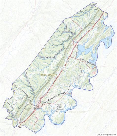 Map of Rhea County, Tennessee - Thong Thai Real