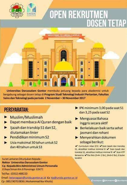 OPEN REKRUTMEN DOSEN TETAP UNIVERSITAS DARUSSALAM GONTOR - IKA UM