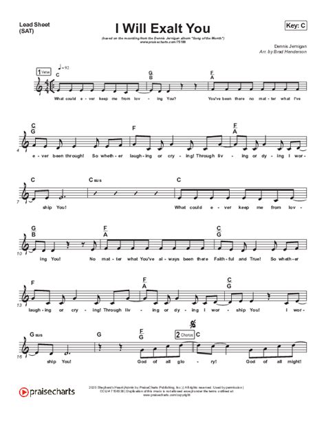 I Will Exalt You Sheet Music PDF (Dennis Jernigan) - PraiseCharts