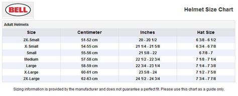 Bell Motorcycle Helmet Sizing Chart | Webmotor.org