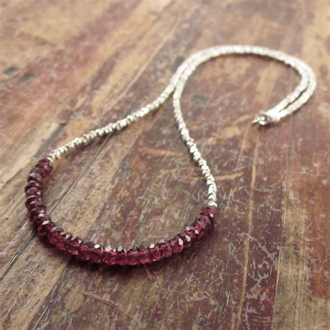 Garnet Necklace January Birthstone Jewelry Hill Tribe Silver