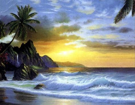 Beach Sunset Painting, Sunrise Painting, Tropical Painting, Ocean ...