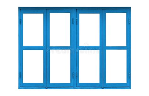 Blue Painted Wooden Window Frame Isolated on a White Background Stock ...