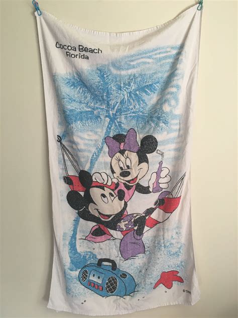 Vtg Disney Mickey & Minnie Mouse Cocoa Beach Florida Beach Towel by ...