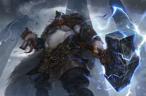 Download Thor (God Of War) Video Game God Of War: Ragnarök HD Wallpaper by Darya Kozhemyakina