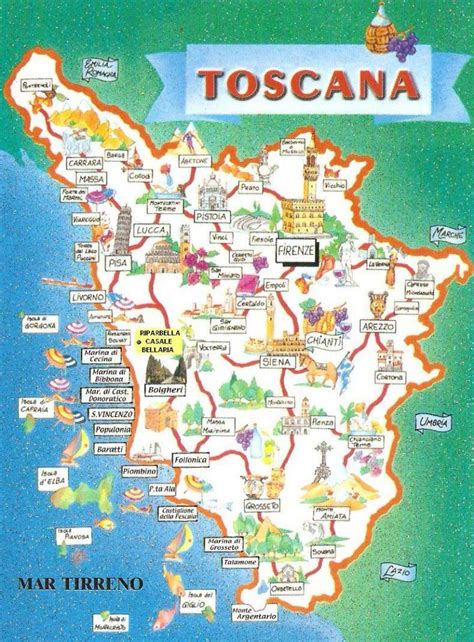 Mapa turístico de Toscana | Tuscany map, Toscana italy, Tourist map