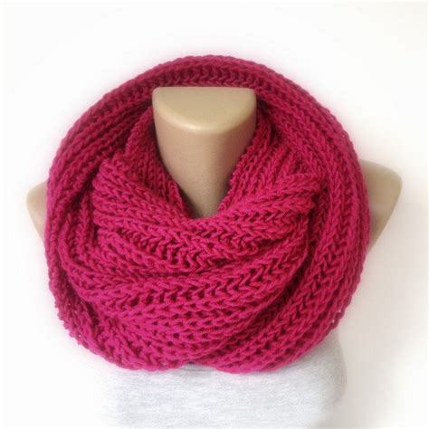 neon pink infinity scarf , women scarves, men scarf,knitting scarf ...