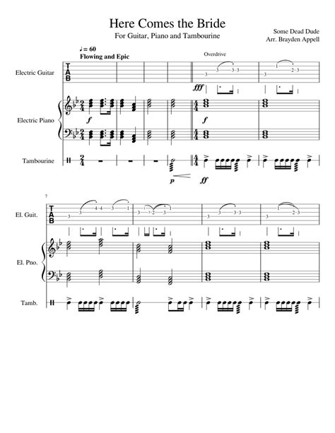 Here Comes the Bride Sheet music for Piano, Guitar, Percussion ...