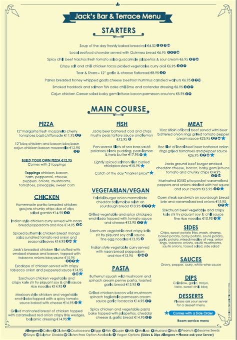 Jacks Bar Menu | Inishowen Restaurants | Restaurants in…