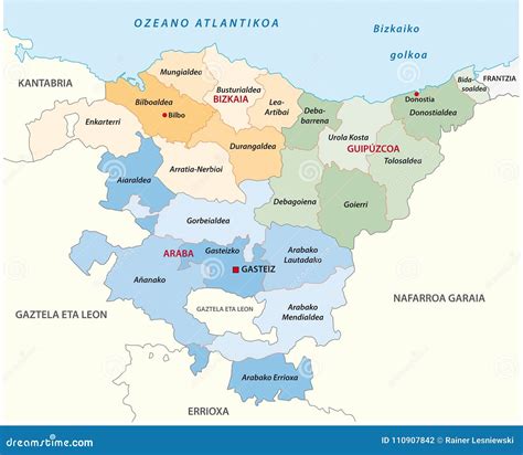 Basque Country Administrative and Political Vector Map in Basque ...