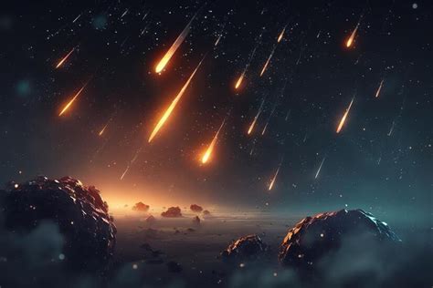 Premium Photo | A fantastic picture of a meteor shower a fiery ...