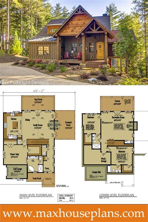 Small Cabin Home Plan with Open Living Floor Plan | Rustic cabin design, Cabin house plans ...