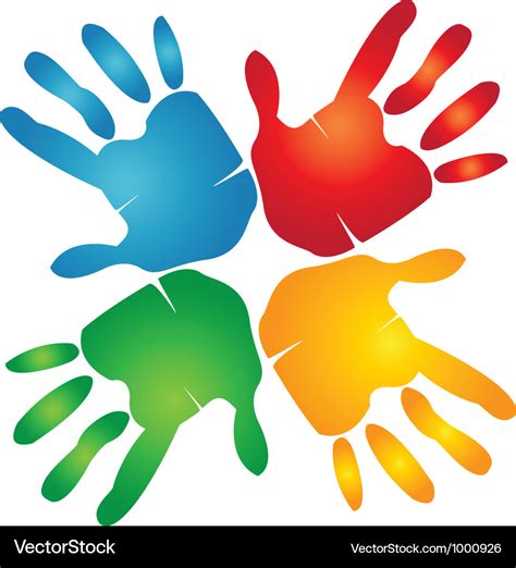 Teamwork hands colorful Royalty Free Vector Image