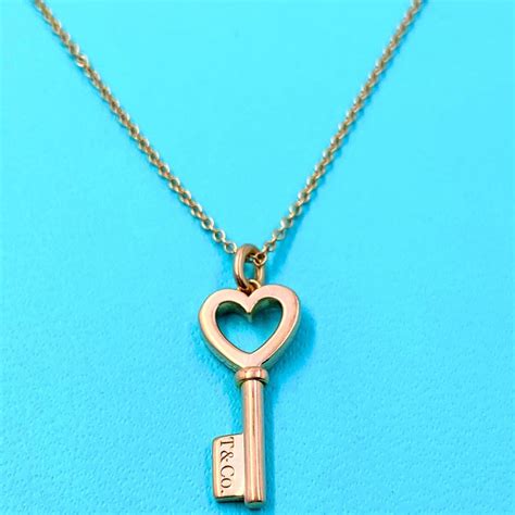 Tiffany and Co. Mini Heart Key Pendant Necklace 18 Karat Rose Gold For Sale at 1stdibs