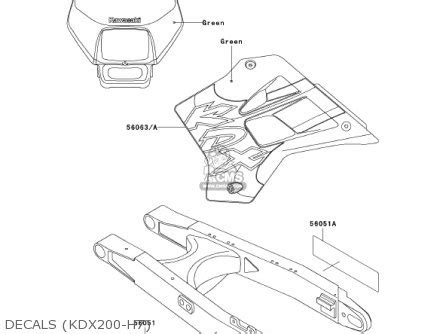 Kawasaki Kdx200-h7 Kdx200 2001 parts list partsmanual partsfiche