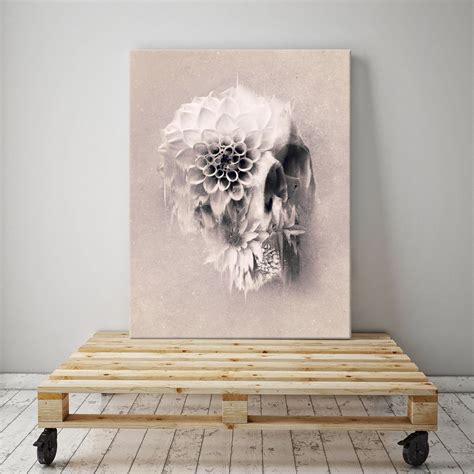 Floral Skull Canvas Wall Art Print Sugar Skull Stretched - Etsy