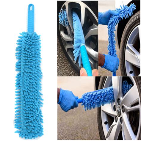 Car Cleaning Brush Flexible Long Mircofibre Noodle Chenille Alloy Wheel Cleaner Car Wash Brush ...