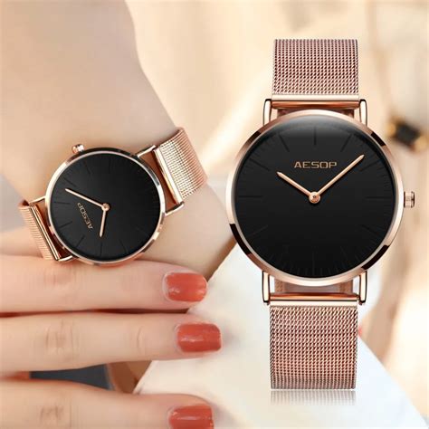 Quartz Ladies Watch Brand Luxury AESOP Women Watches Stainless Steel ...