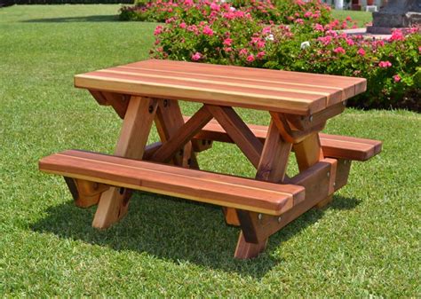 Toddler Wooden Picnic Table with Attached Benches | Forever Redwood