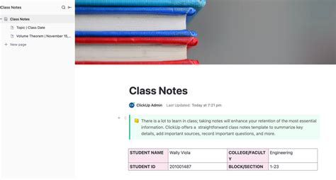 Class Notes for College Students | Template by ClickUp™