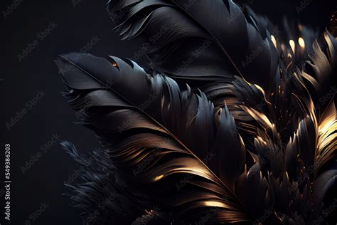 dark black feathers background as beautiful abstract wallpaper header Stock Illustration | Adobe ...