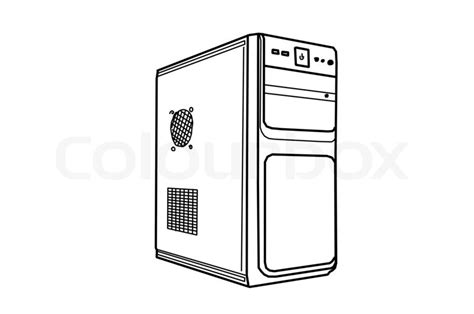 Drawing computer system unit on a white background | Stock Photo | Colourbox