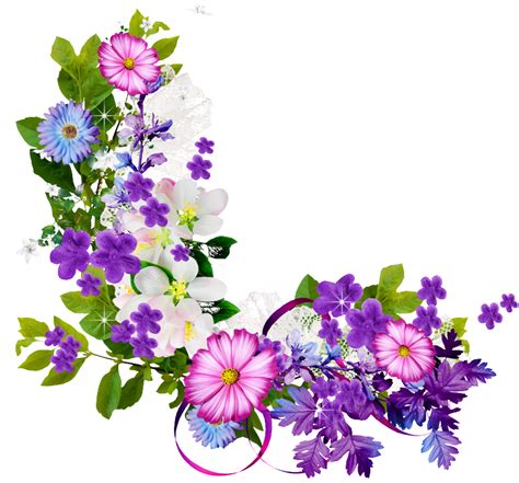 Bouquet Of Purple Flowers Border Png Download - Free Purple Floral ...