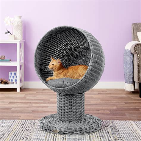 THE REFINED FELINE Kitty Ball Cat Bed, Smoke - Chewy.com