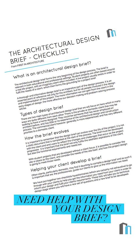 Architectural Design Brief Checklist