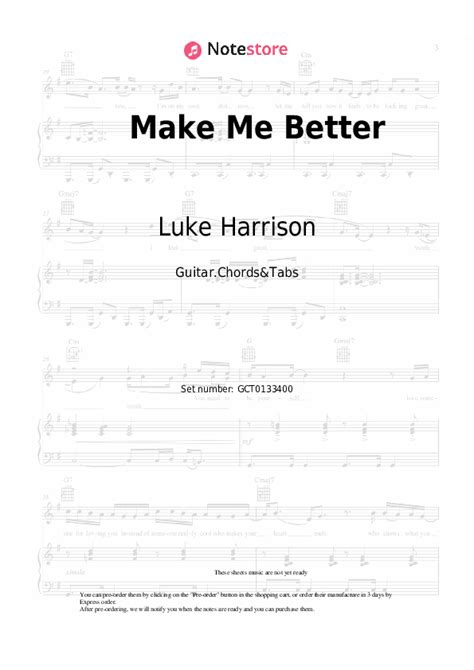 Luke Harrison - Make Me Better guitar chords and tabs in Note-Store.com | Guitar.Chords&Tabs SKU ...