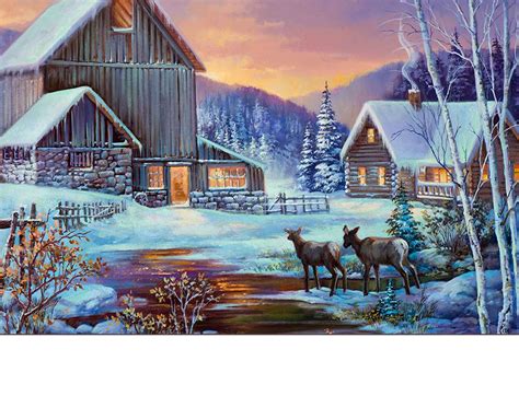 Winter Cabin Painting at PaintingValley.com | Explore collection of ...