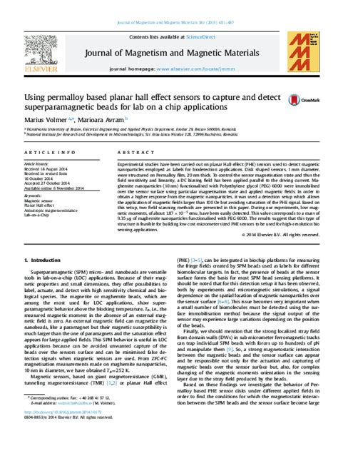 (PDF) Using permalloy based planar hall effect sensors to capture and detect superparamagnetic ...