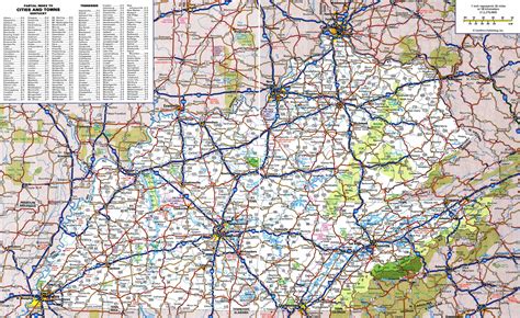 Large detailed roads and highways map of Kentucky state with all cities | Vidiani.com | Maps of ...