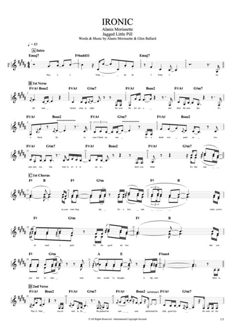 Ironic Tab by Alanis Morissette (Guitar Pro) - Full Score | mySongBook