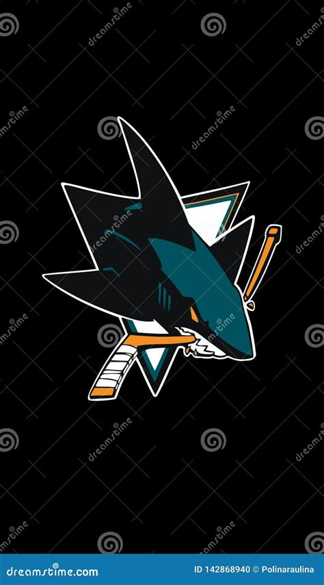 San Jose Sharks Vector Logo Isolated On Black Background.NHL. Editorial ...