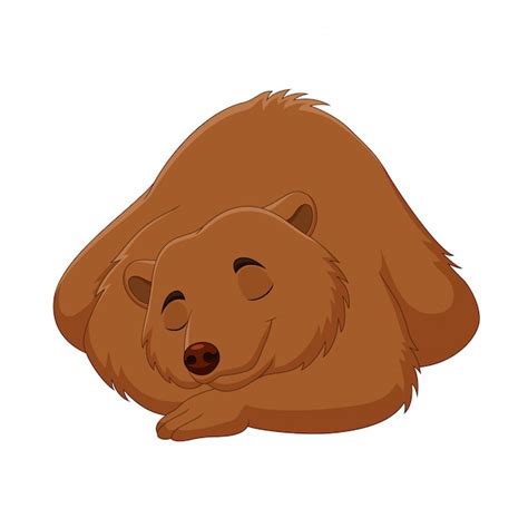 Premium Vector | Cartoon funny brown bear sleeping