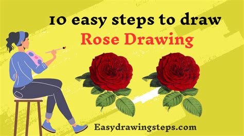 10 easy steps to draw Rose Drawing