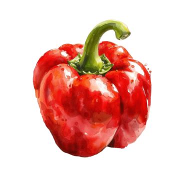 Water Color And Oil Paint For Red Bell Pepper Drawing For Element, Plant, Chilli, Art PNG ...