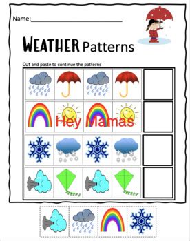 Weather Themed Preschool Worksheet Patterns by Hey Mamas | TPT