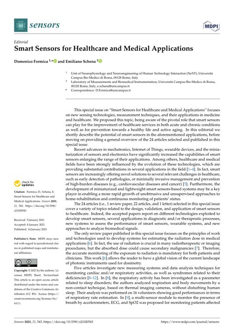 (PDF) Smart Sensors for Healthcare and Medical Applications