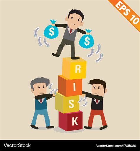 Cartoon businessman with risk management concept Vector Image