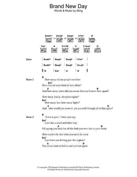 Brand New Day by Sting - Guitar Chords/Lyrics - Guitar Instructor