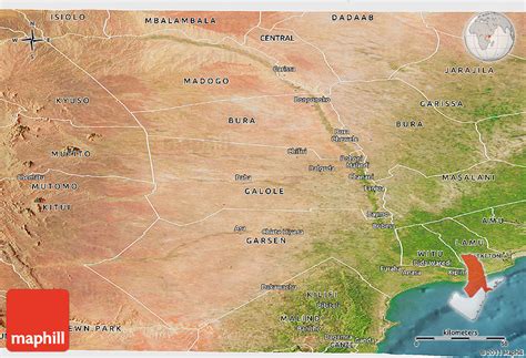 Satellite Panoramic Map of TANA RIVER